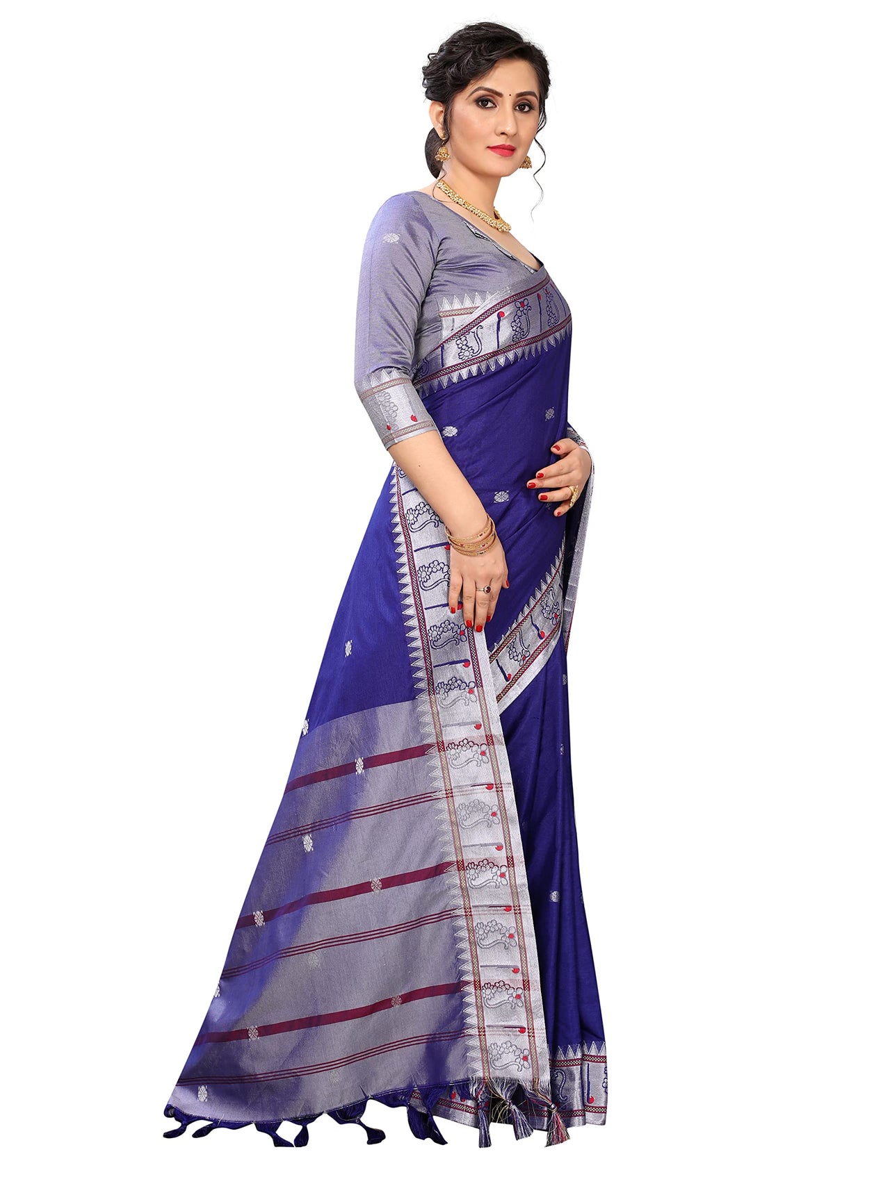 Regolith Designer Sarees for women banarasi silk saree with fancy saree Un-stitched blouse Pieces