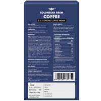 Colombian Brew 2 in 1 Instant Coffee Powder Premix unsweetened No sugar, 10 Sachets Box