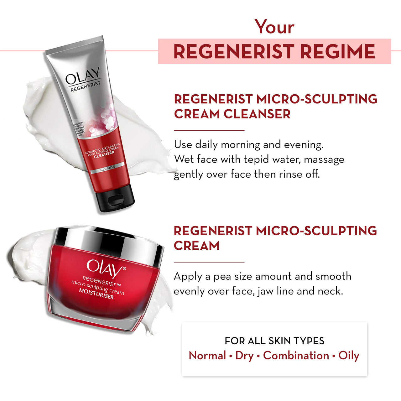Olay Regenerist Giftpack - Day Cream 50g + Cleanser 100g | Hydrated, Plump, Bouncy Skin | With Hyaluronic Acid, Niacinamide and Peptides | Normal, Oily, Dry, Combination Skin | Pack of 2