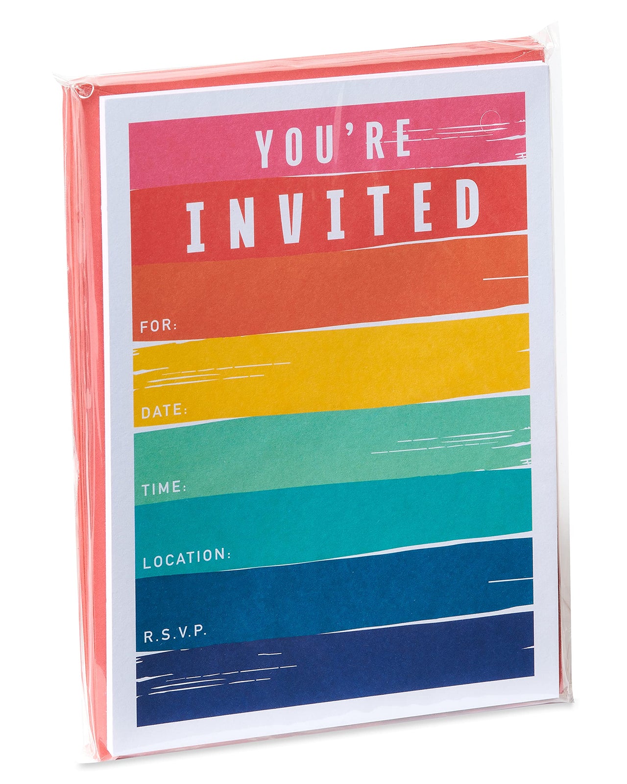 American Greetings All-Occasion Party Invitations with Envelopes, Rainbow Brushstrokes (25-Count)