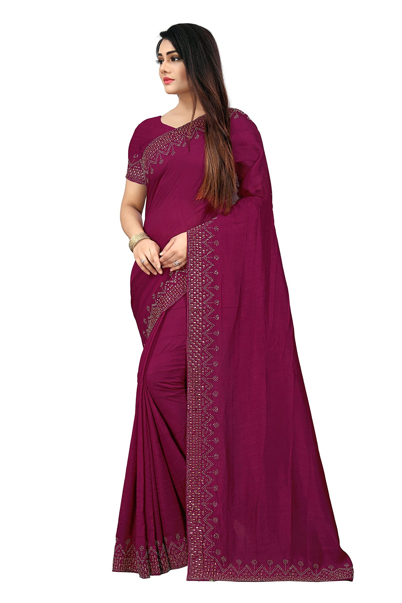 PUNYATHA CREATION Women's  & Girl's  Chanderi Chanderi Saree With Blouse Piece