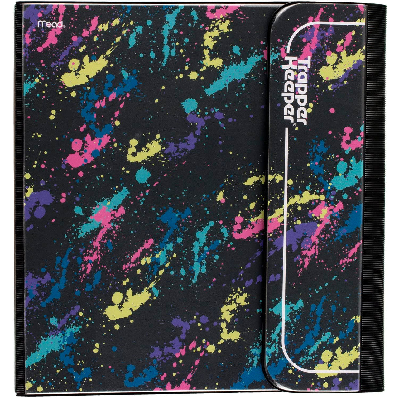 Trapper Keeper Binder, Retro Design, 1 Inch Binder Includes 2 Folders and Extra Pocket, Metal Rings and Spring Clip, Secure Storage, Paint Splatter, Mead School Supplies (260038FO-ECM)