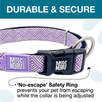 Max & Molly Soft Padded Neoprene Dog Collar w/Smart ID Gotcha! QR Pet Safety Tag, Durable, Waterproof, Anti-Stink, Machine Washable Collar for Dogs, Mykonos Lilac Stripe, XS