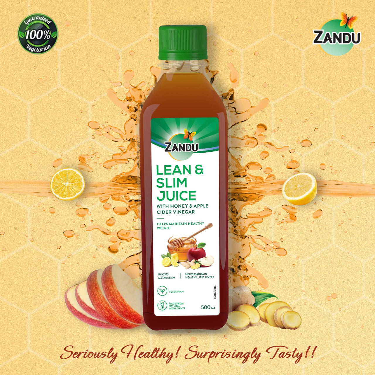 Zandu Lean & Slim Juice 500ml| With Honey & Apple Cider Vinegar, Helps Maintain Healthy Weight & Boosts Metabolism | 100% Ayurvedic and Natural