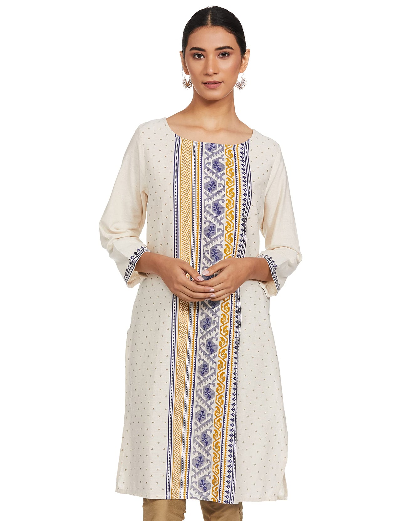Max Women's  Printed Round Neck Straight Kurta