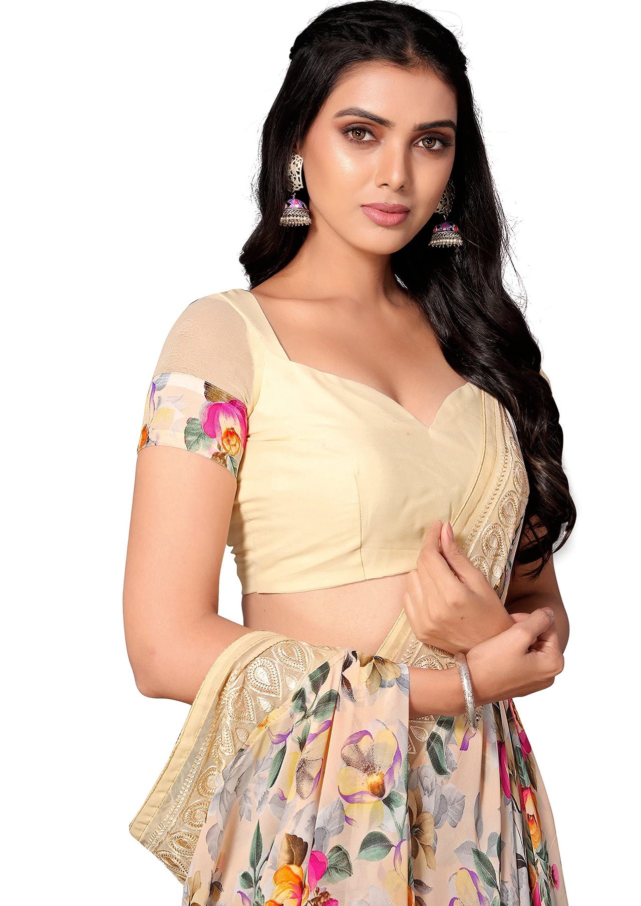Shangrila Designer Digital Pastel Prints Weightless Georgette Saree With Blouse Piece