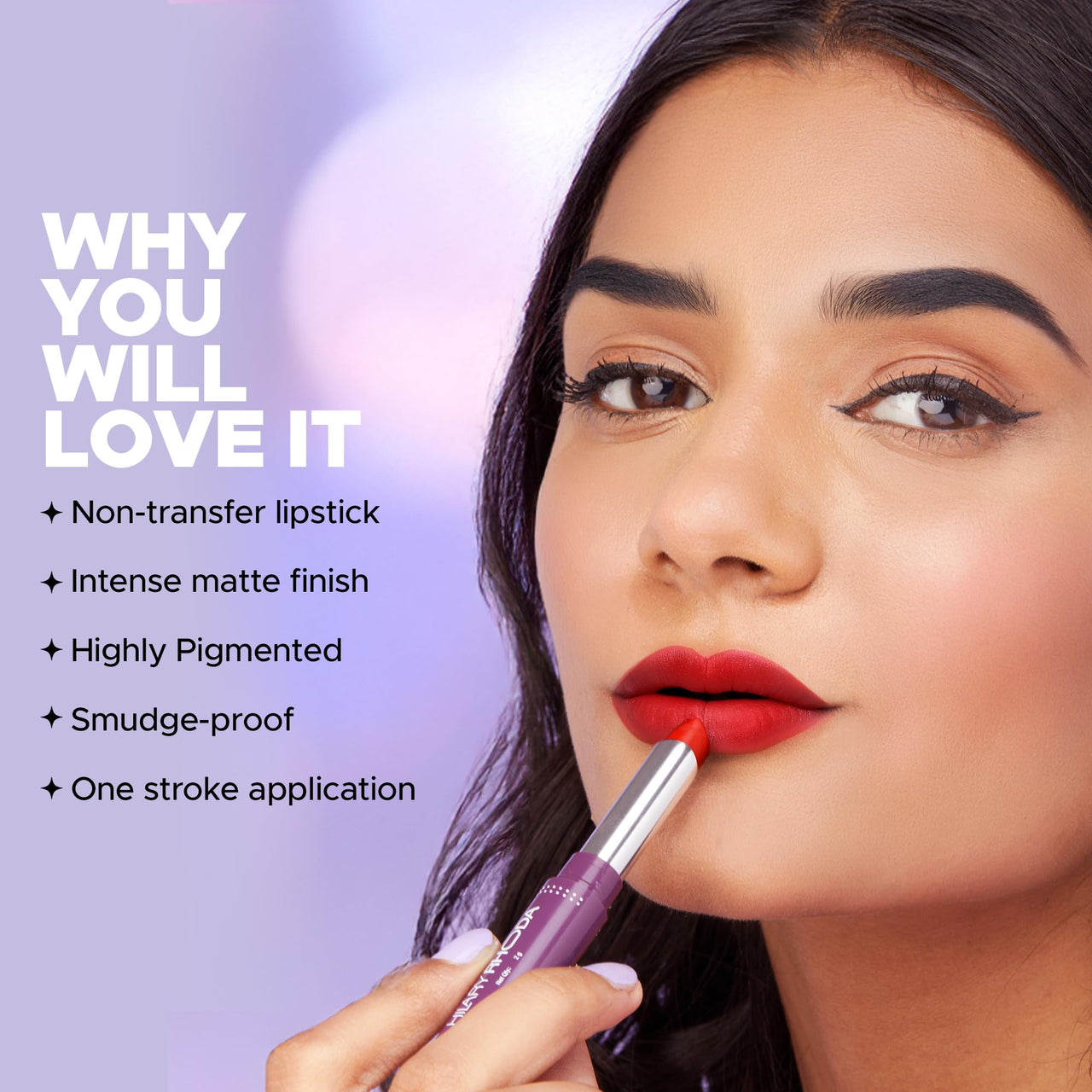 Hilary Rhoda Pro Matte Non-Transfer Lipstick | Waterproof & Smudge-Proof | 12-Hour Long Stay | 24 Shades Available | Highly Pigmented Matte Finish Lipstick | 2g - (Red Blooming | Shade 21)