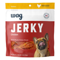 Wag Chewy Whole Muscle American Jerky Dog Treats – Chicken (1 lb), Grain Free