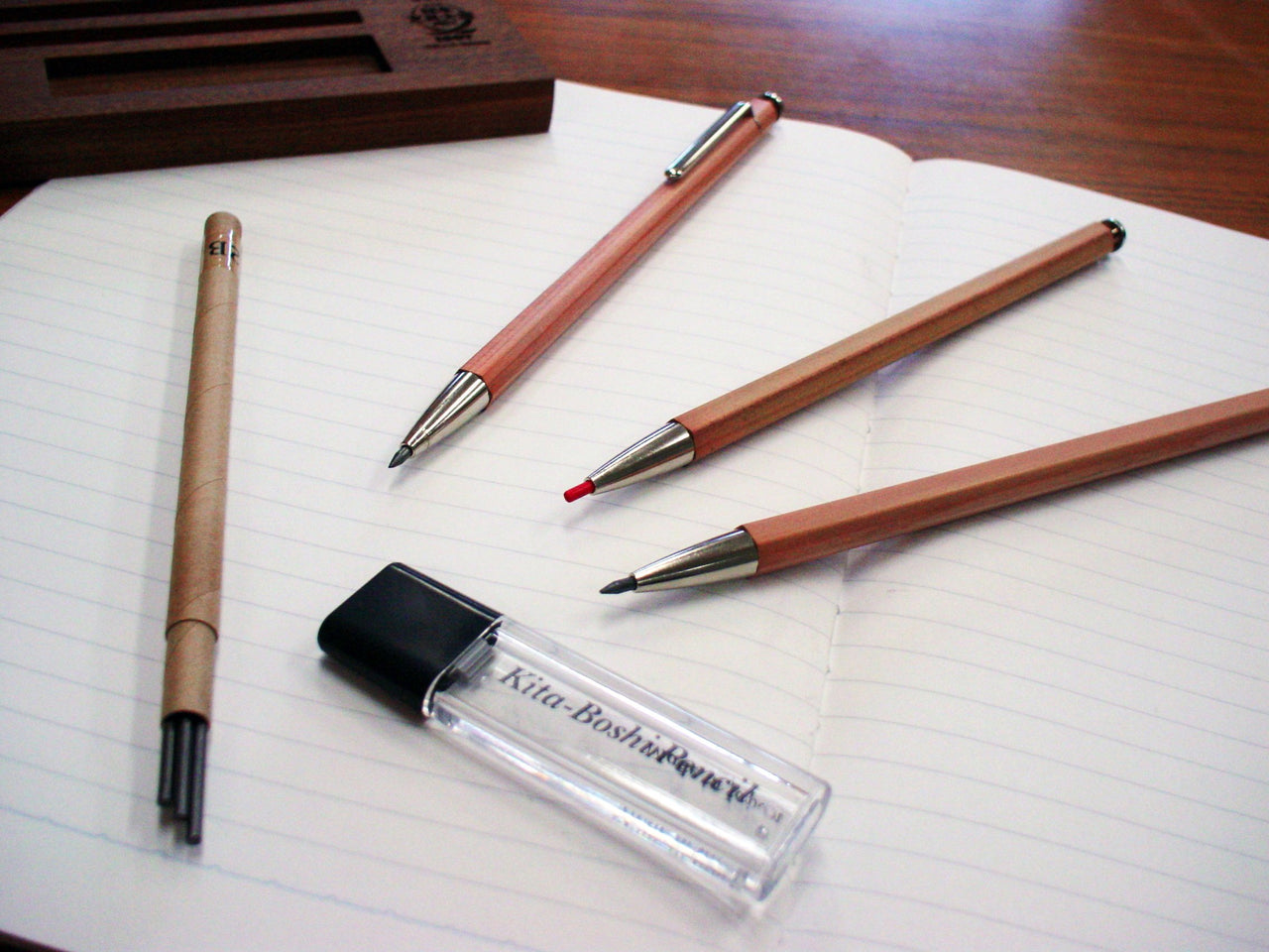 2.0mm Mechanical Pencil, Wooden Barrel with Pocket Clip, #1 B, Black Lead, 1ea (OTP-680NCP), natural wood color w/clip Mecanical Pencil: Wood Barrel with Clip