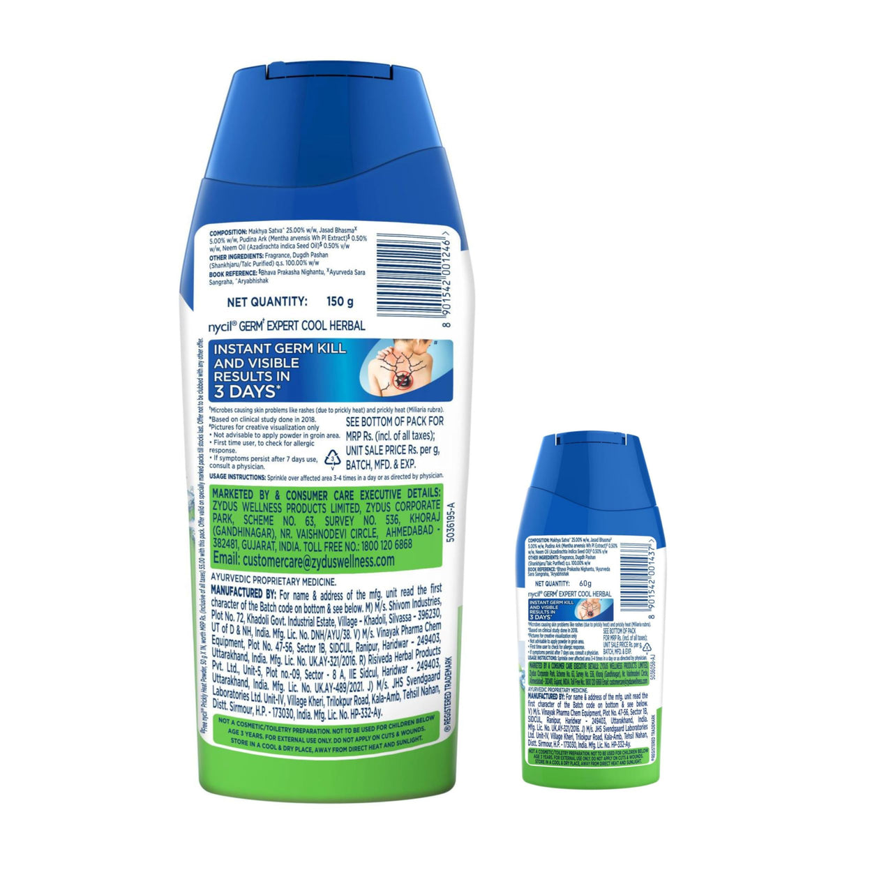 Nycil Cool Herbal Prickly Heat Talcum Powder, 150g (Cool Herbal 60g Free)