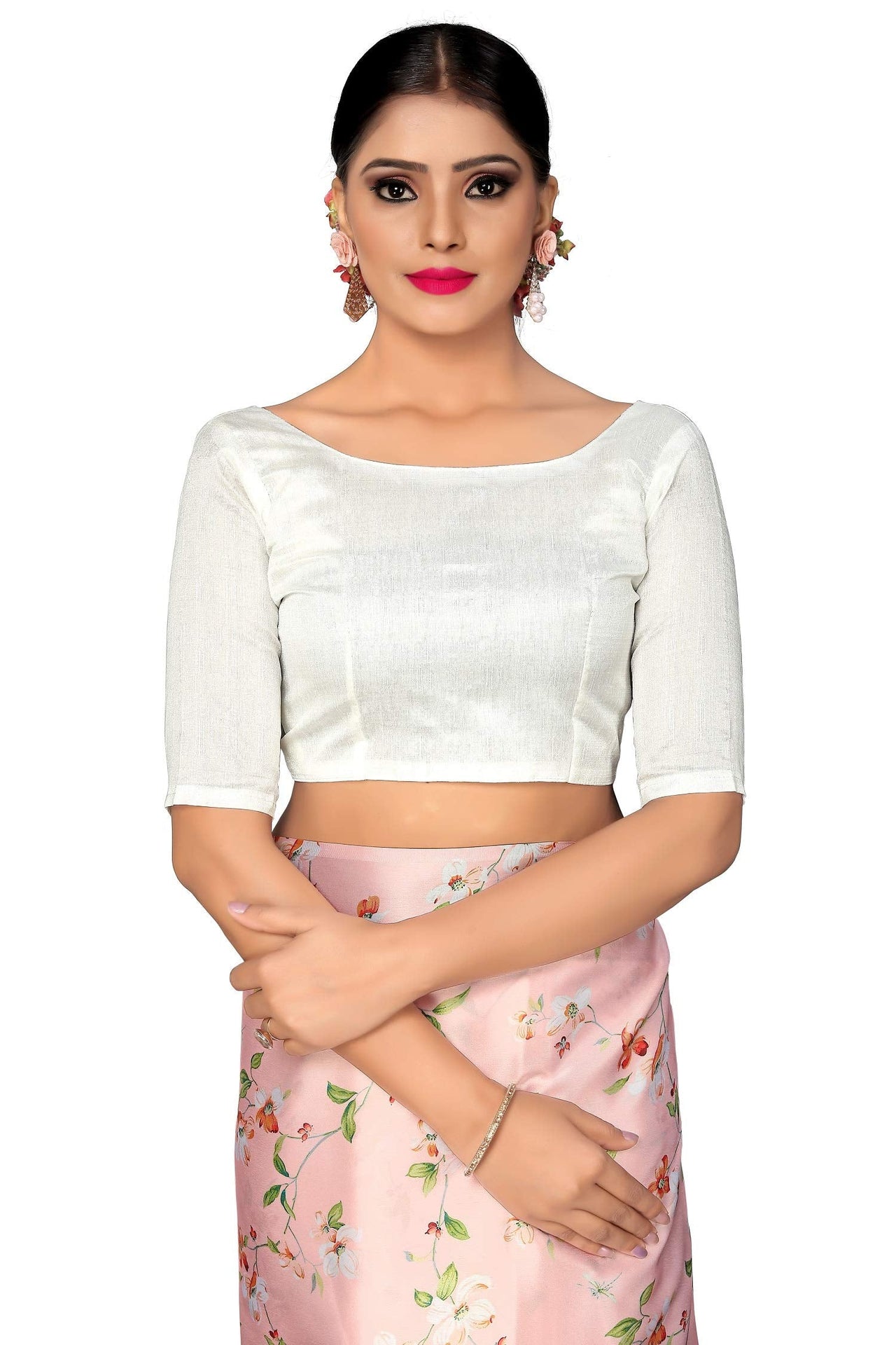 FABIAN FASHION Women's  Japan Satin Saree With Blouse Piece