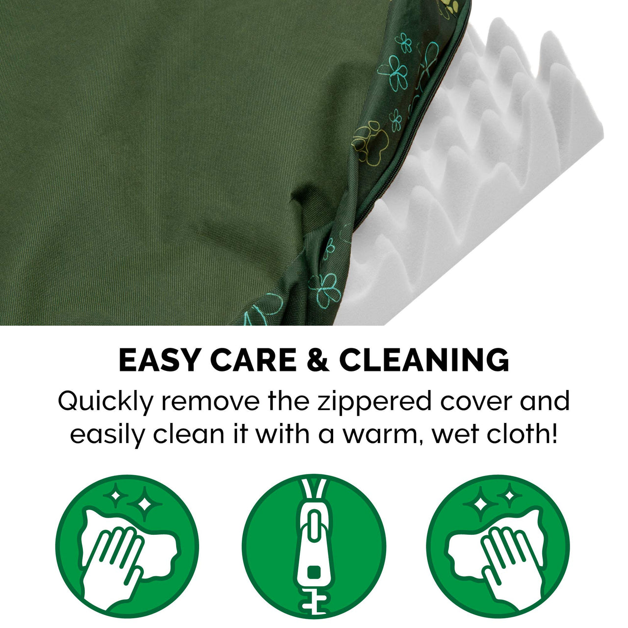 Furhaven Water-Resistant Orthopedic Dog Bed for Small Dogs w/ Removable Washable Cover, For Dogs Up to 20 lbs - Indoor/Outdoor Garden Print Mattress - Jungle Green, Small