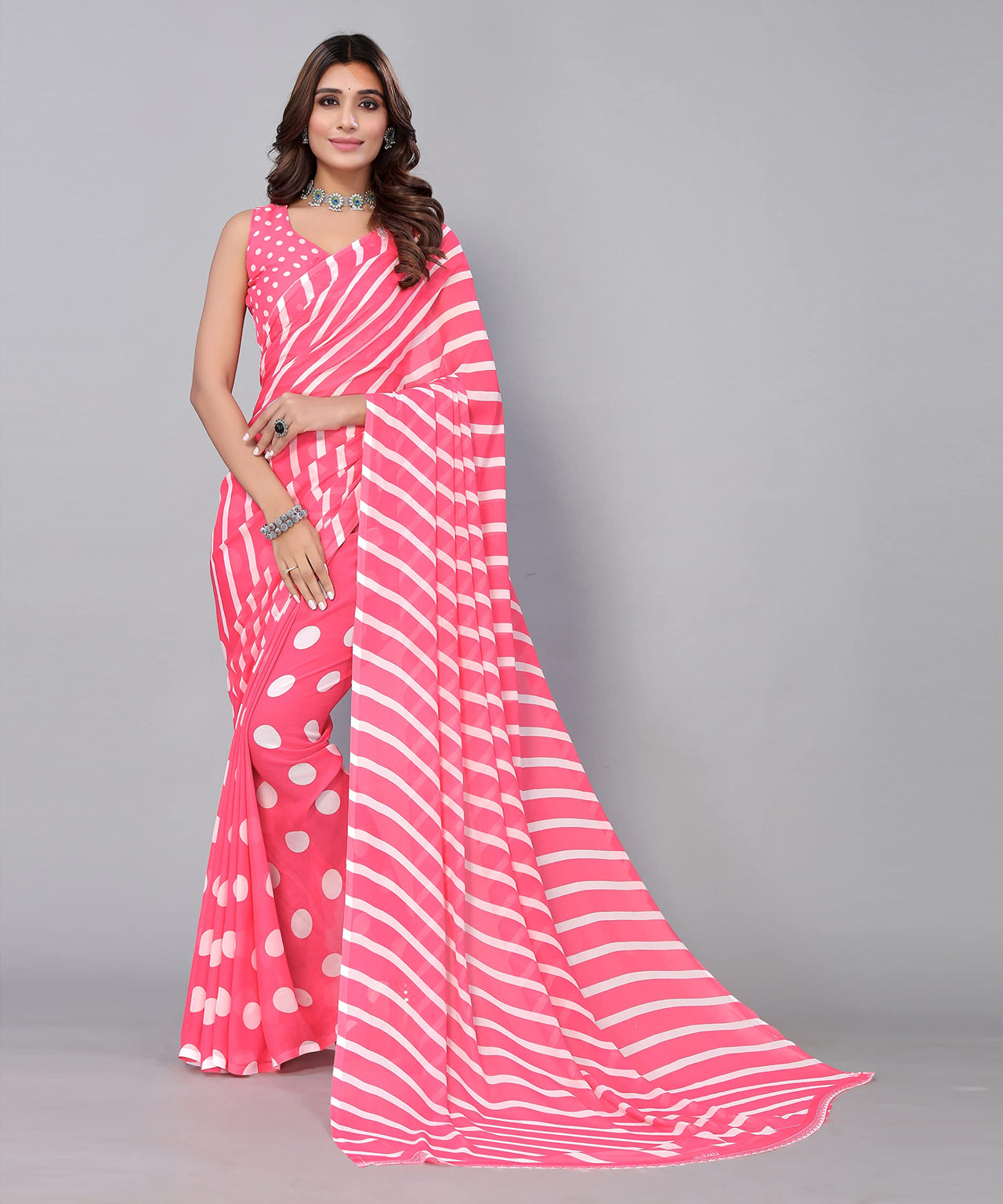 Yashika Women's  Georgette Printed Saree With Blouse Piece