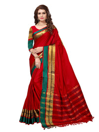 SAREE MALL Women's  Cotton Silk Saree with blouse piece (8AURA8001-parent)