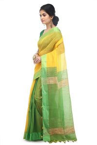 BENGAL HANDLOOM Women's  Art Silk Cotton Stripe Saree With Blouse Piece