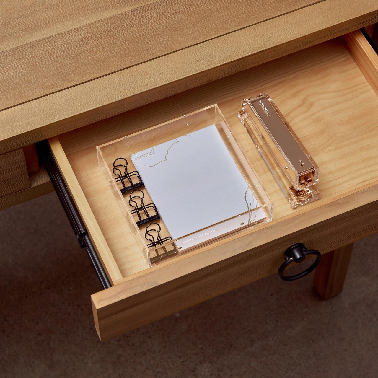 russell+hazel Large Acrylic Drawer Bloc, 6” x 6”, Desktop Organization, Clear, 1 Count, 98144 Large Drawer Bloc