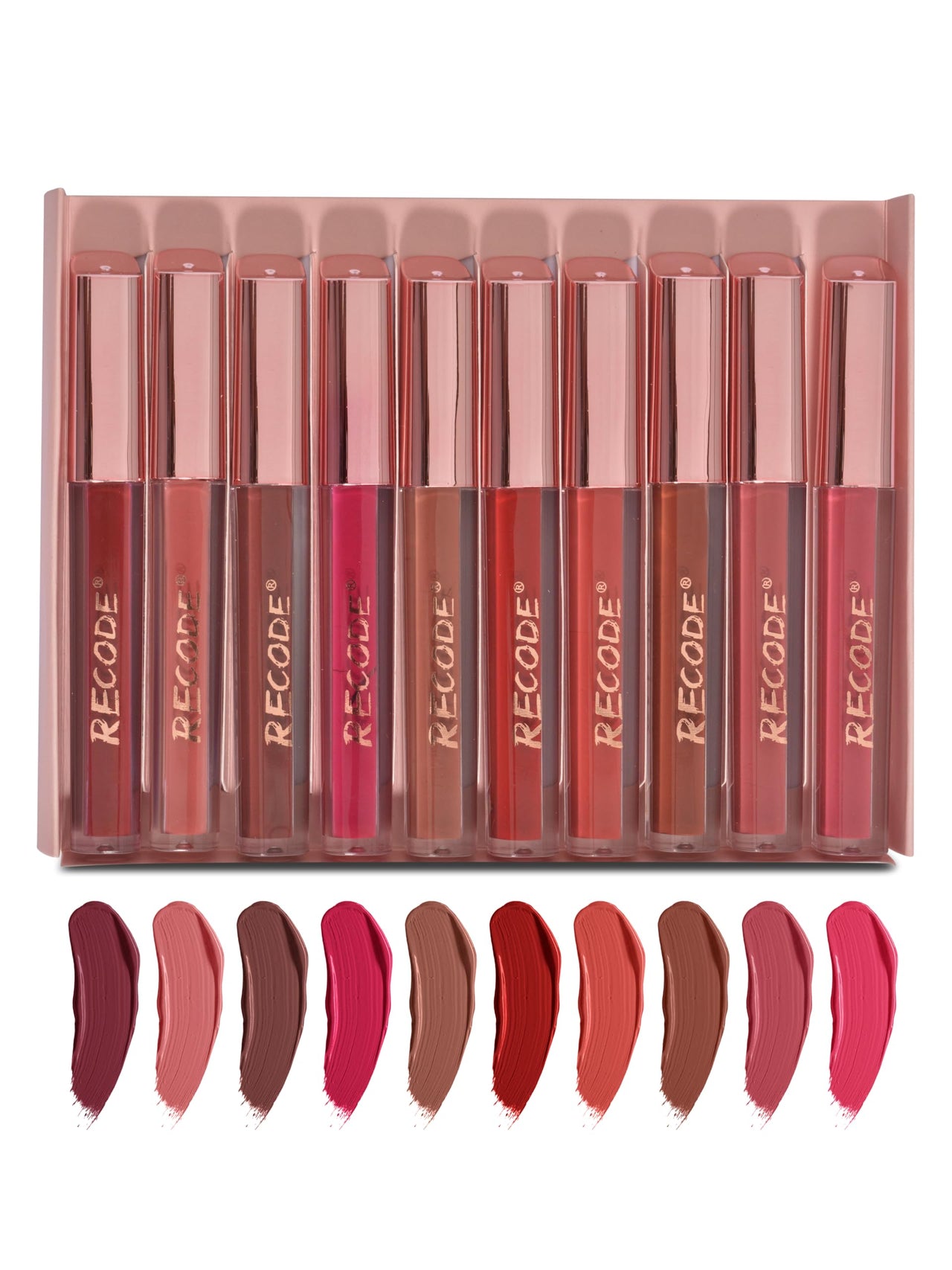 Recode Clay Matte Liquid Lipsticks 2 ML x 10|Long Lasting|Waterproof|Perfect for Gifting,Wedding & Special Occasions|Smudge-proof|Infused with olive & Jojoba Oil|Travel Pack of 10