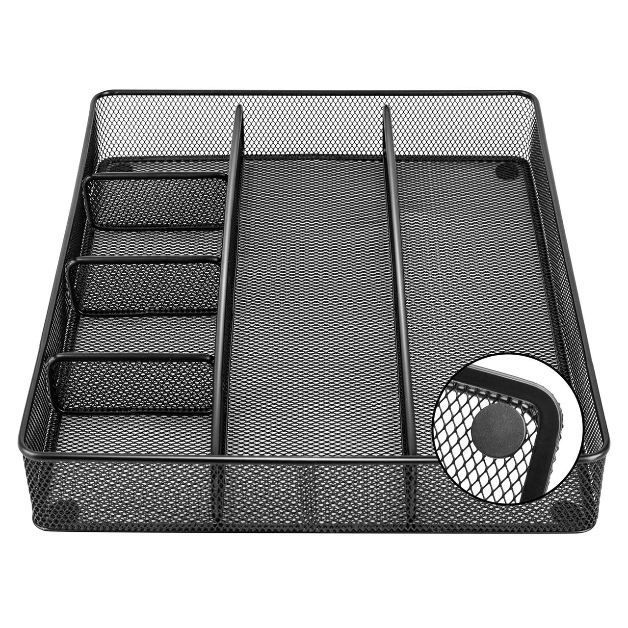 Basics Desk Drawer Organizer for Office and Home, Metal Mesh, 6 Compartments, Black 1