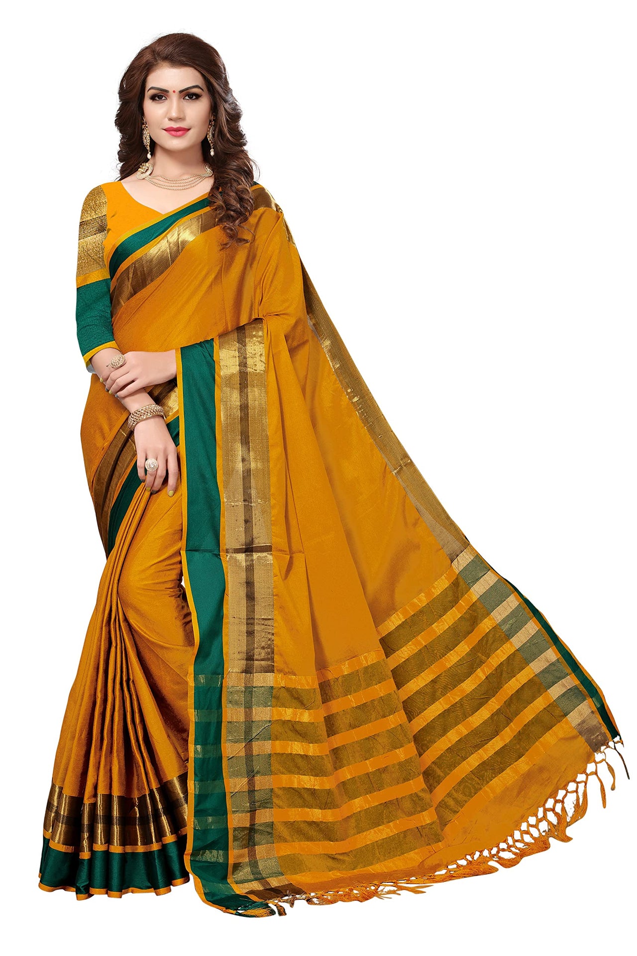 SAREE MALL Women's  Cotton Silk Saree with blouse piece (8AURA8001-parent)