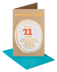 American Greetings 21st Birthday Card (Serious Decisions) Serious Decisions