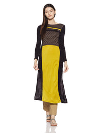 W for Woman Women's  Straight Synthetic Winter Kurta