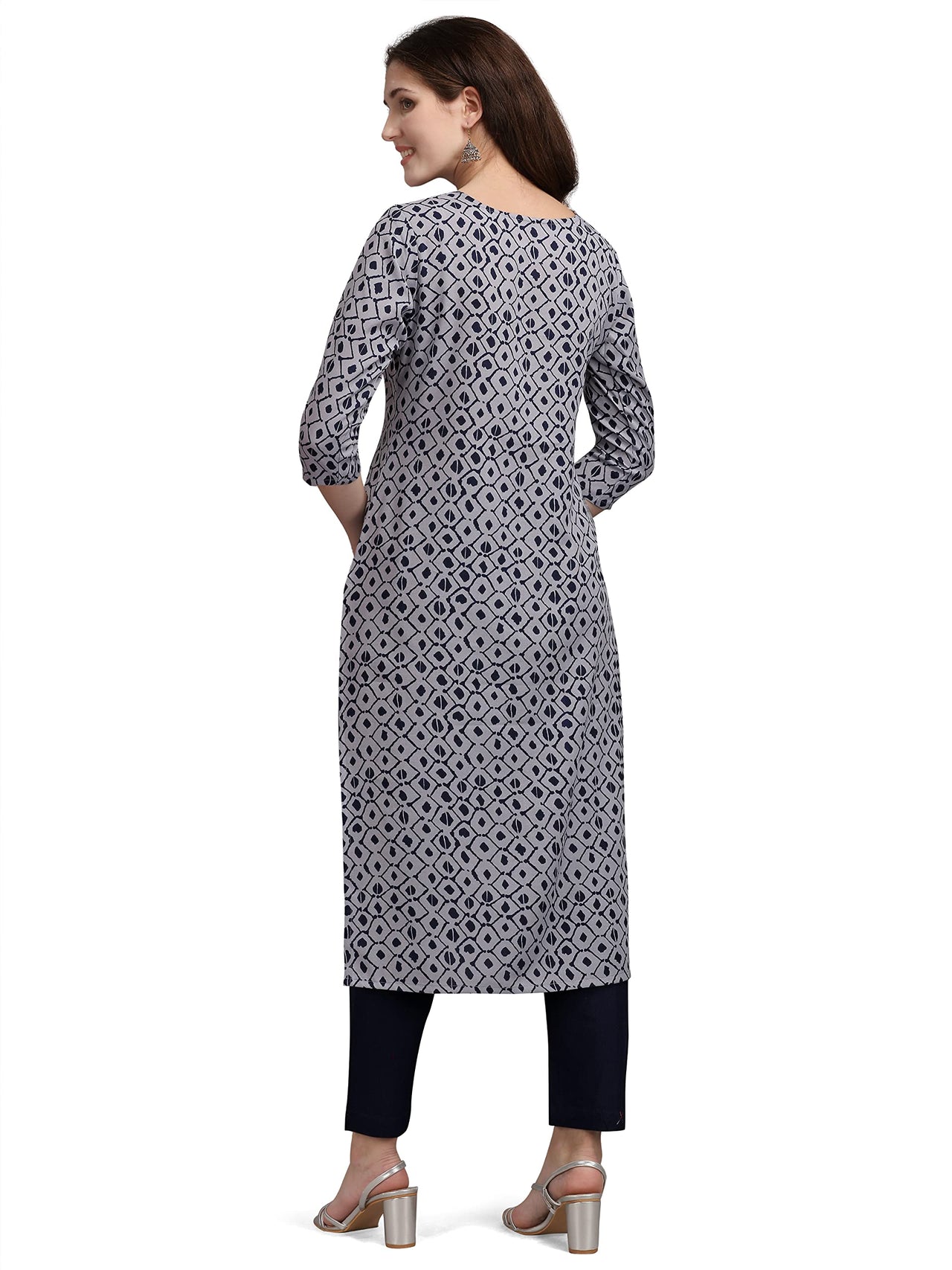 NAINVISH Women's  Pure Cotton Printed Straight Kurti (SD190-191_K)