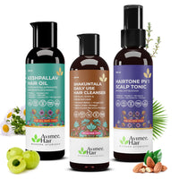 Avimee Herbal Hair Care Kit | For Hair Growth and Nourishment | Keshpallav Hair Oil, 100ml | Shakuntala Hair Cleanser, 200ml | Hairtone PV1 Scalp Spray, 100ml | Hair Care Combo