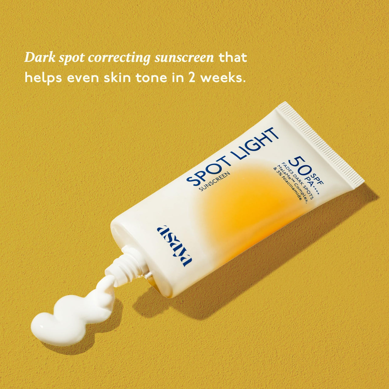 Asaya Spot Light Sunscreen SPF 50 PA++++ | UVA/B Blue Light Protect | Depigmentation Cream for Dark Spots & Acne Marks | MelaMe ComplexTM, Niacinamide & Licorice | Oil-free | Quick Drying & Lightweight | No White Cast & Invisible Finish | Water & Sweat Re