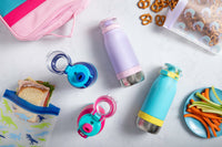 Ello Emma 14oz Vacuum Insulated Stainless Steel Kids Water Bottle with Straw and Built-in Carrying Handle and Leak-Proof Locking Lid for School Backpack, Lunchbox and Outdoor Sports, Lilac