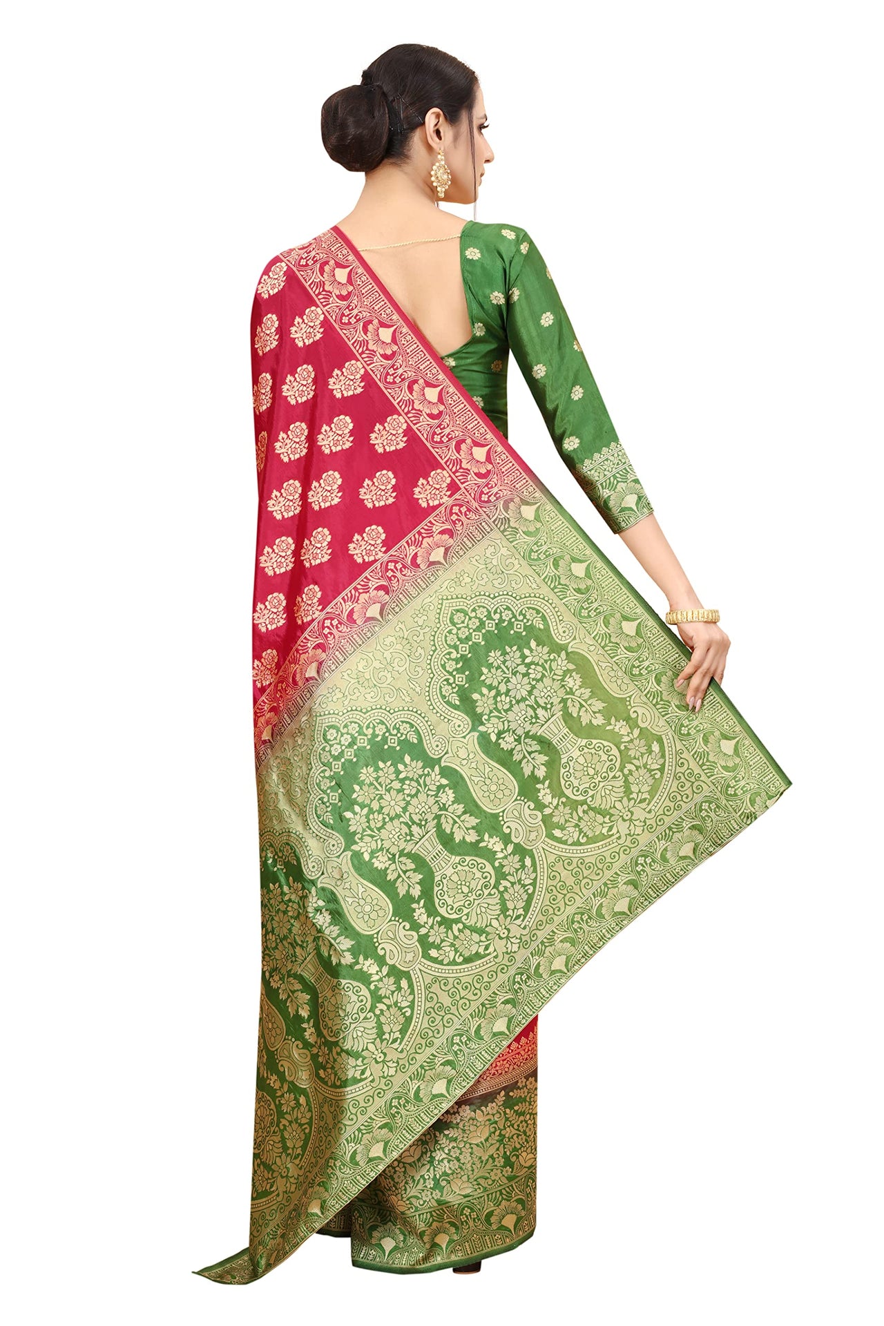 SATYAM WEAVES Women's  Banarasi Cotton Silk Saree With Blouse Piece