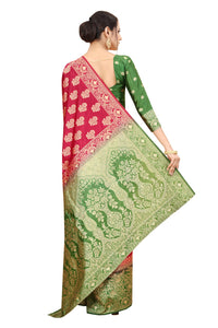 SATYAM WEAVES Women's  Banarasi Cotton Silk Saree With Blouse Piece