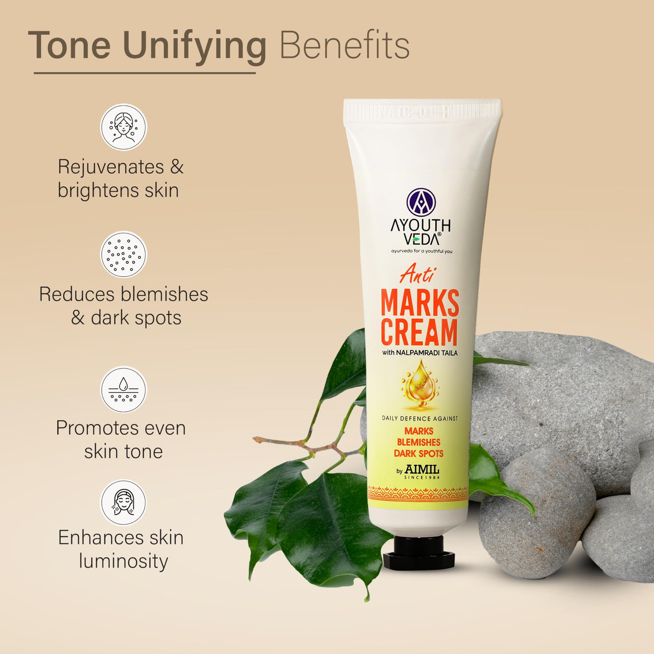 Anti-Marks Face Cream | With Nalpamaradi Taila & 6 Oils | Ayurvedic Cream for Dark Spots, Acne Marks, & Uneven Skin Tone | Daily Skincare for Men & Women (30g)