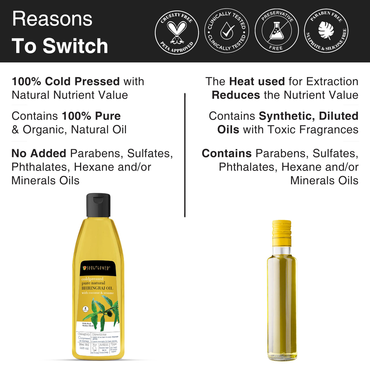 Soulflower Rosemary Lavender and Bhringraj Hair Oil, 225ml Each | Hair Growth, Strengthening & Nourishing Hair Roots | Pure, Natural and Coldpressed Hair Oil - Pack of 2