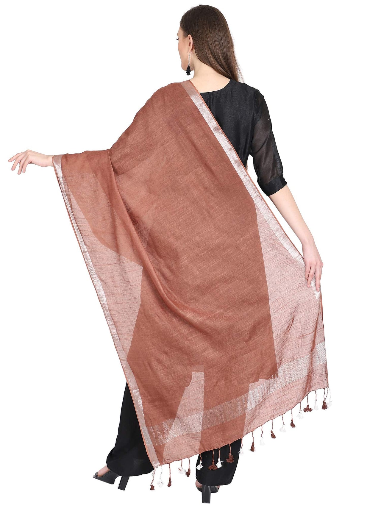 THE WEAVE TRAVELLER Women's  Solid Cotton Blend Dupatta