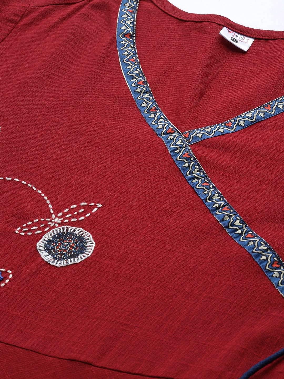 Yash Gallery Women's  Plus Size Plus Size Cotton Blend Kalamkari Printed Angrakha Kurta for Women