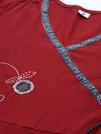 Yash Gallery Women's  Plus Size Plus Size Cotton Blend Kalamkari Printed Angrakha Kurta for Women