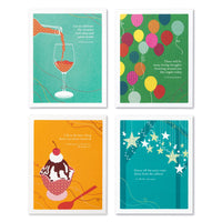 Compendium Positively Green 4-Pack of Birthday Cards – Celebrate (Four Different Designs, One Card Each, with Envelopes) Birthday - Celebrate
