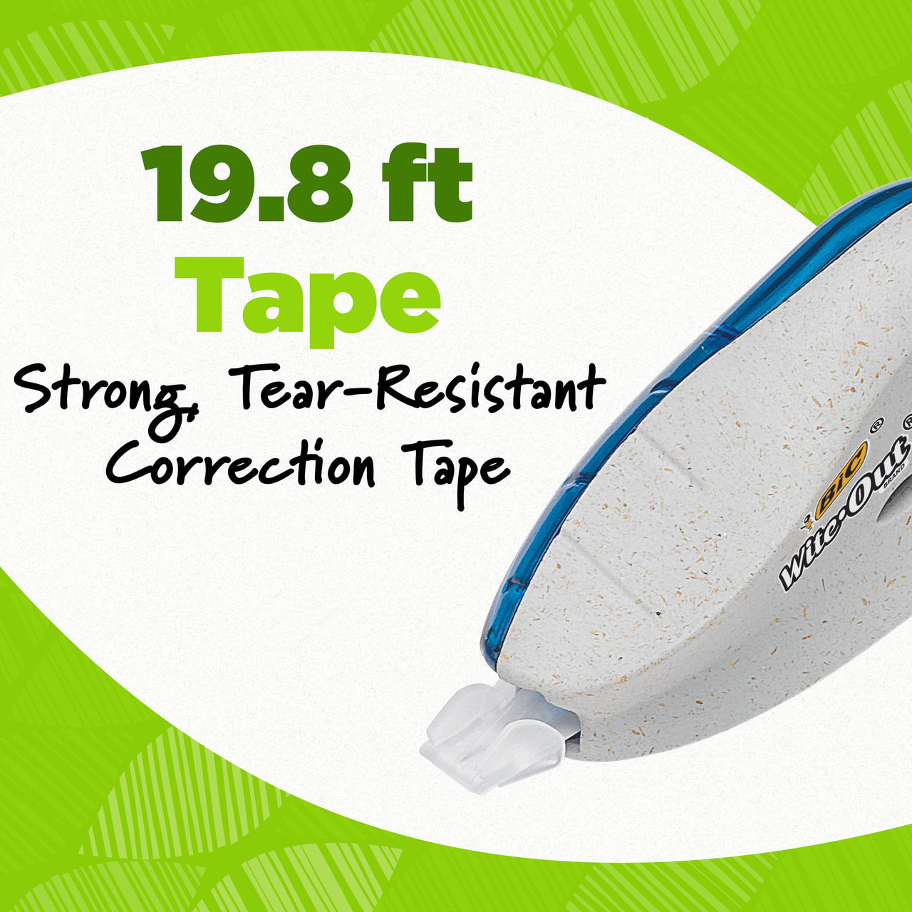 BIC Ecolutions Wite-Out Brand Correction Tape, 19.8 Feet, 2-Count Pack, Correction Tape Made from 56% Recycled Plastic