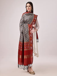 KAPAAHA Women's  Woven Silk Blend Patola Fulwadi Dupatta, Width 45 inch, Length 2.5 meter