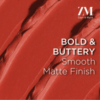 ZM Zayn & Myza Rich Matte Lipstick | Smooth and Light Weight | Intense Color in one Swipe | High Pigmentation Bullet Lip Stick Enriched with Argan oil, Murumuru and Shea Butter, (Prep Show, 4.2 G)