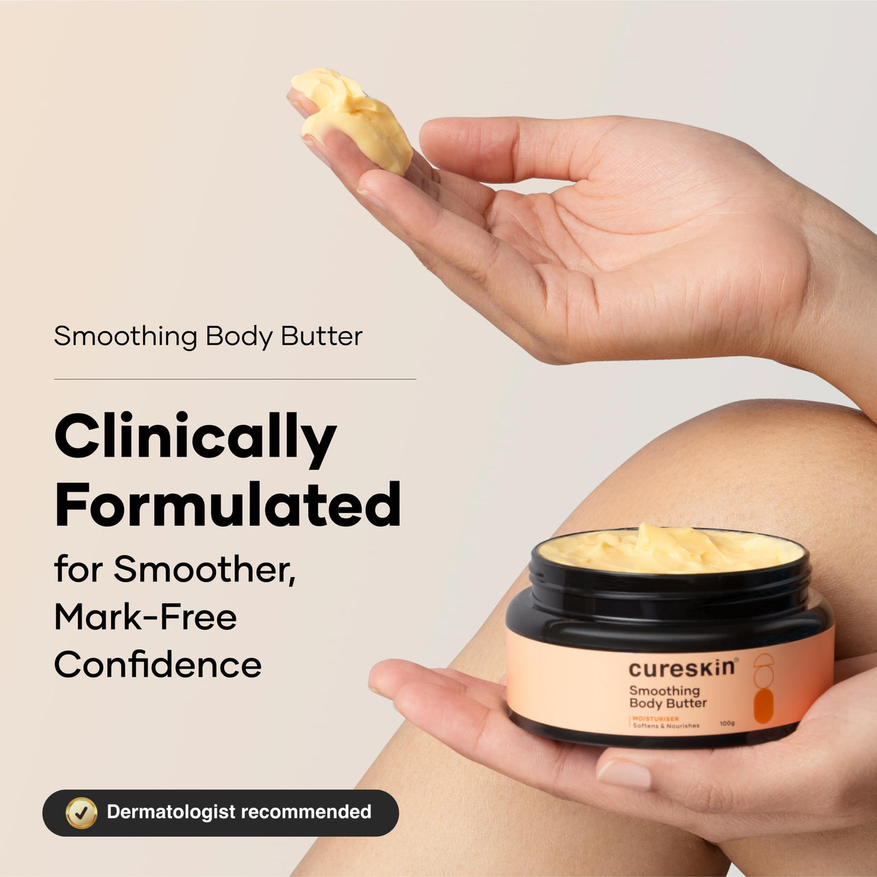 Cureskin Smoothing Body Butter Stretch Marks Cream for Women and Men | Stretch Marks Removal Cream for Women