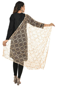 YOUTHQUAKE Heavy Embellished Plastic Mirror Net Dupatta for Womens & Girls