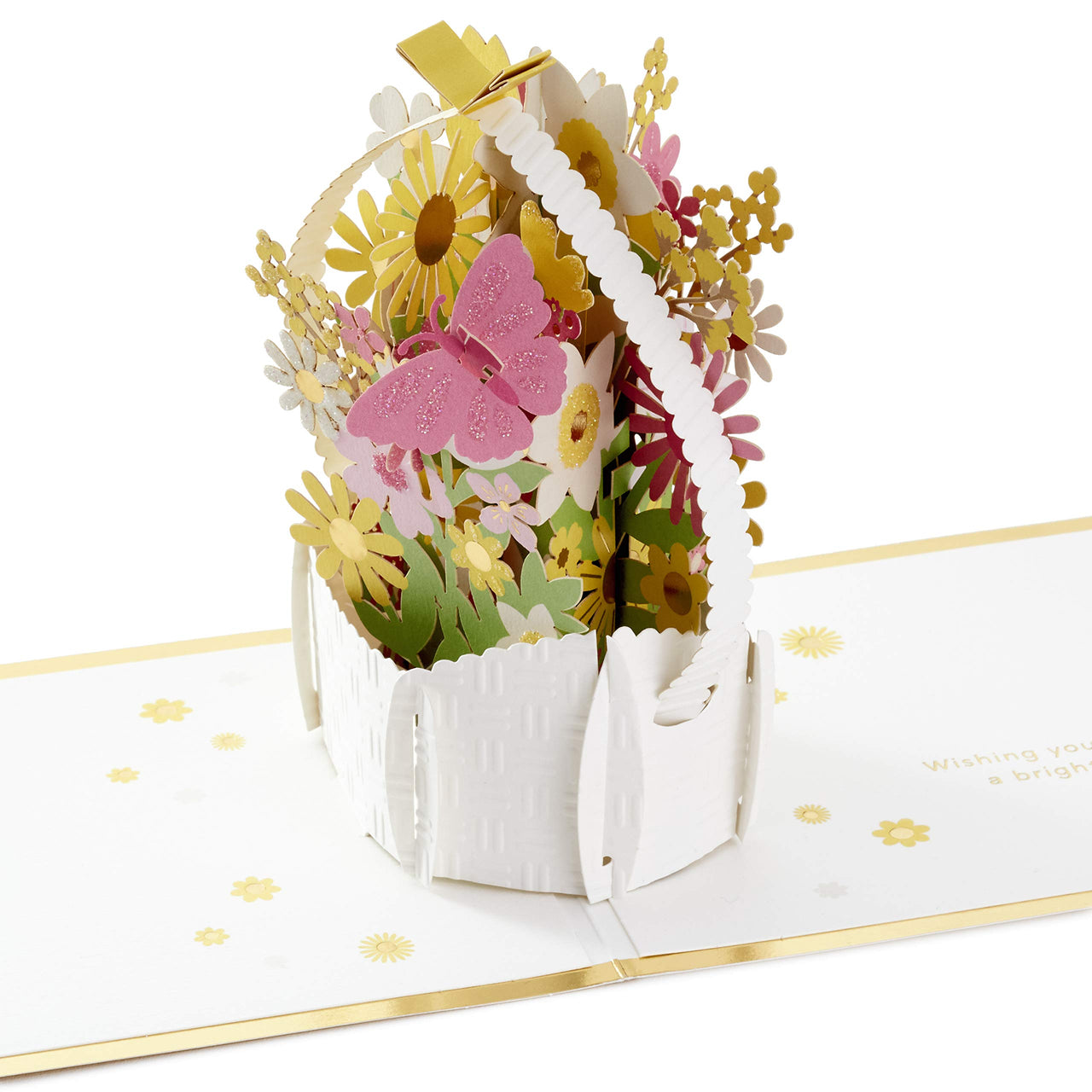 Hallmark Signature Paper Wonder Easter Pop Up Card (Easter Basket) Yellow, Pink and White