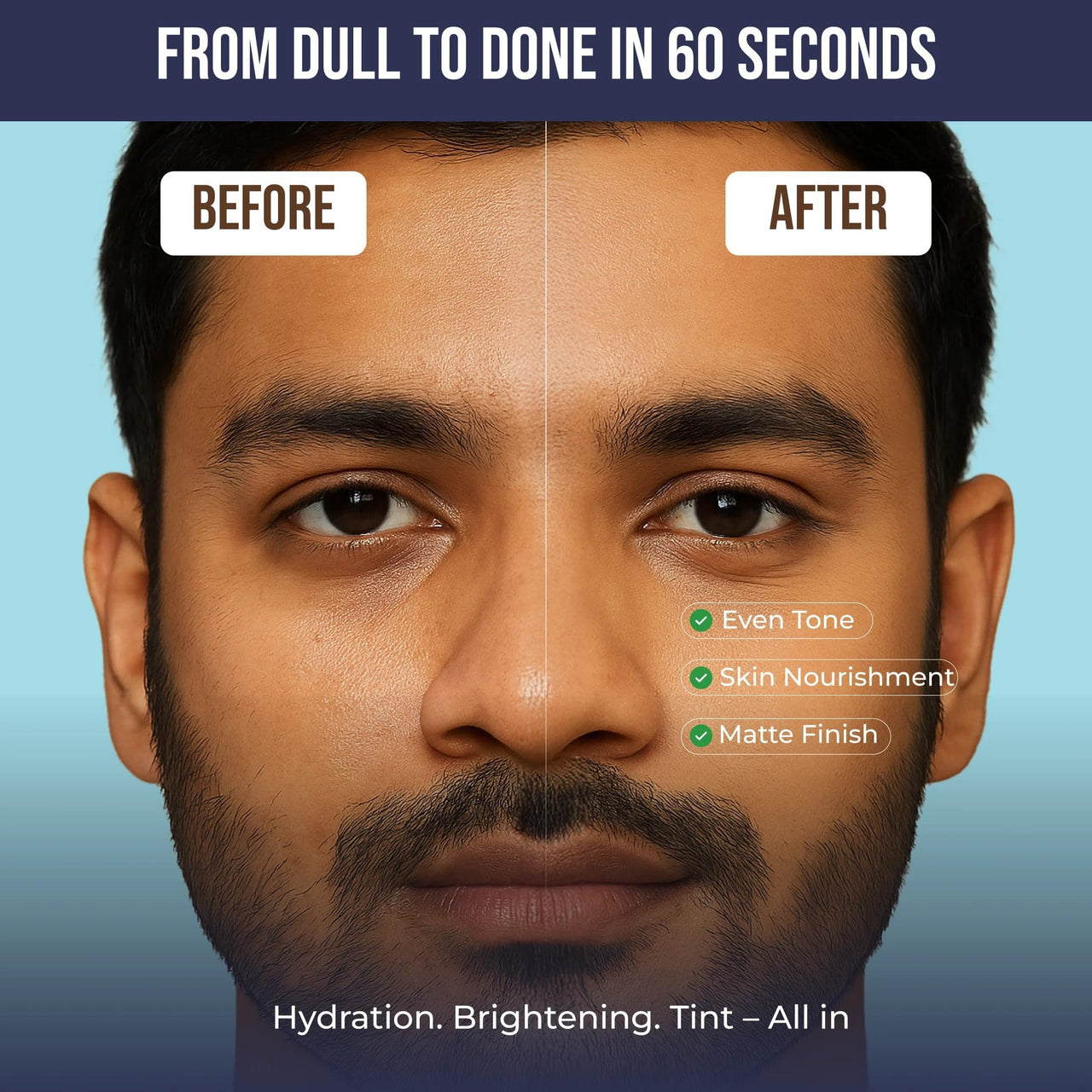 Yaanman Tinted Moisturizer For Men, 30Gm (Light) | Bb Cream | Improves Uneven Skin Tone| Hydrating And Light Weight, Non Sticky Makeup | With Kale Oil & Trehalose
