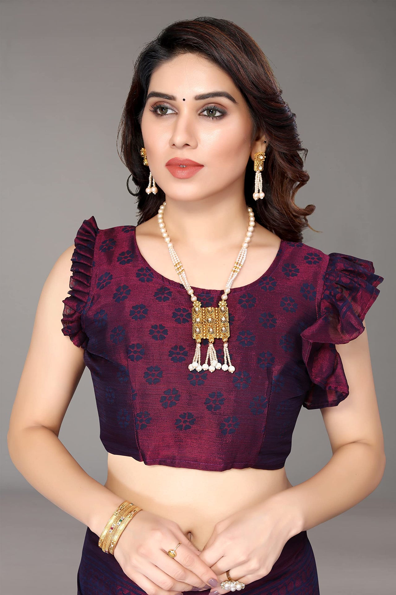 Winza Designer Women's  Chiffon Brasso Printed Saree with Blouse Piece (WDP Brasso Malini W)