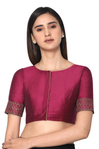 RENE Magenta Cotton Silk Hand Embroidered Stone Work Blouse