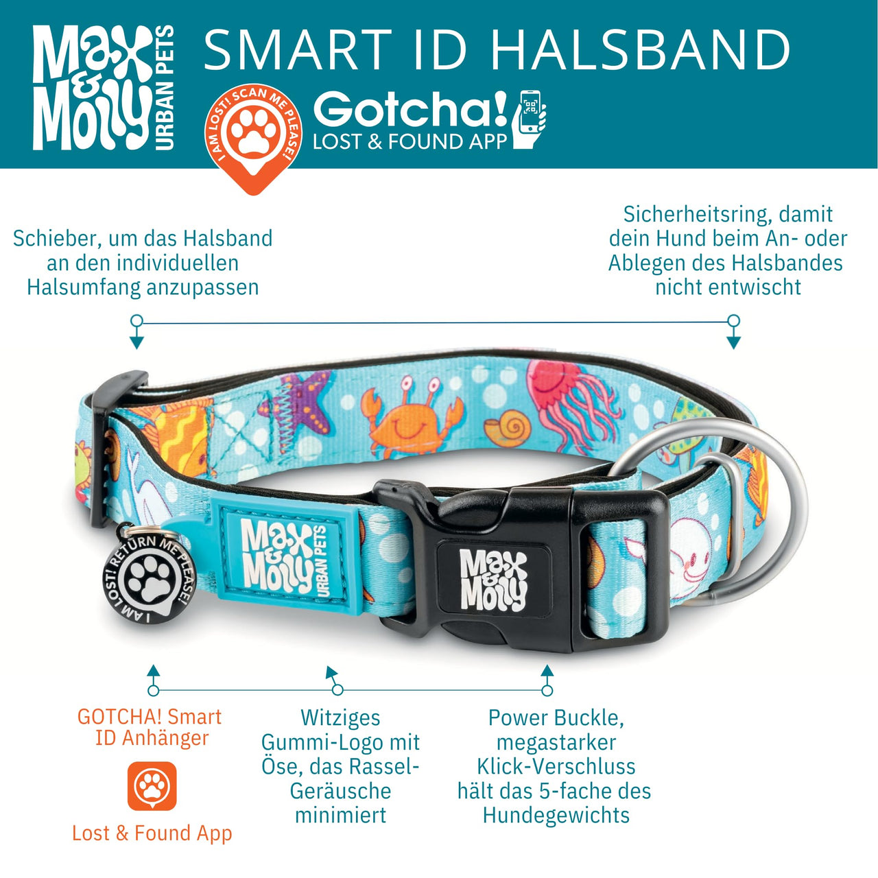 Max & Molly Soft Padded Neoprene Dog Collar w/Smart ID Gotcha! QR Pet Safety Tag, Durable, Waterproof, Anti-Stink, Machine Washable Collar for Dogs, Pink Leopard, XS XS (9-14")