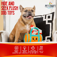 Pet Craft Supply Hide&Seek Plush Dog Toys Crinkle Squeaky Interactive Burrow Activity Puzzle Chew Fetch Treat Hiding Brain Stimulating Cute Funny Toy Bundle Pk for Small&Medium Dogs Puppies,4Piece Set Shredder Gym Bag
