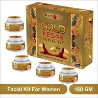 Beauty Feel Professional Gold Kesar Facial Kit For Facial, Cleanser + Scrub + Massage Cream + Facial Gel + Face Pack [Set of 5] 180 gm