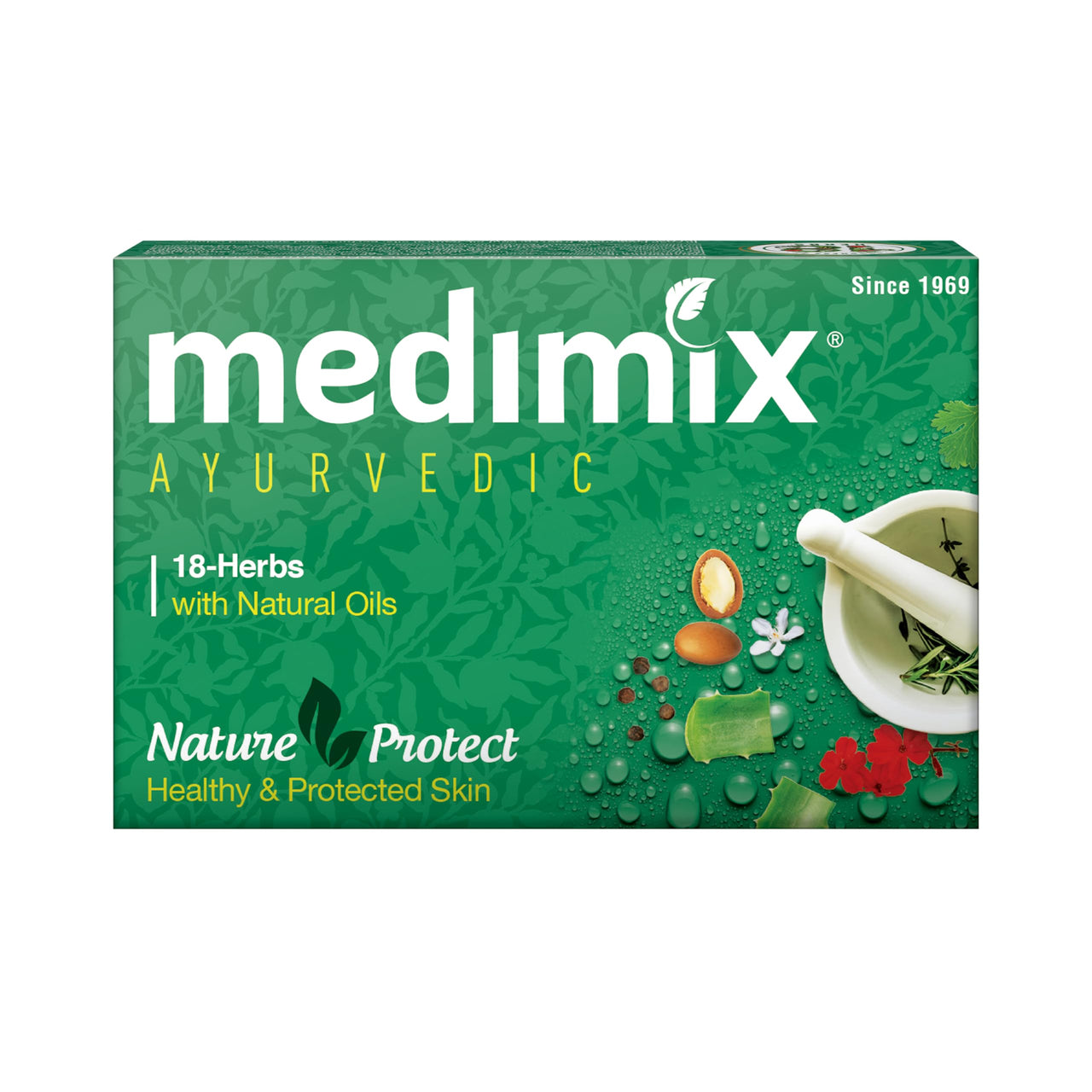 Medimix Ayurvedic Classic 18 Herbs Bathing Soap 125g | Natural Oils For Healthy & Protected Skin | Shop Herbal | Natural | Paraben-free & Sulphate-free | 100% Vegan